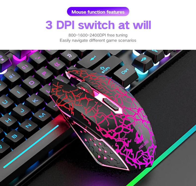  USB 2 4G Беспроводная 3 точек/дюйм Регулируемая компьютерная клавиатура и мышь с