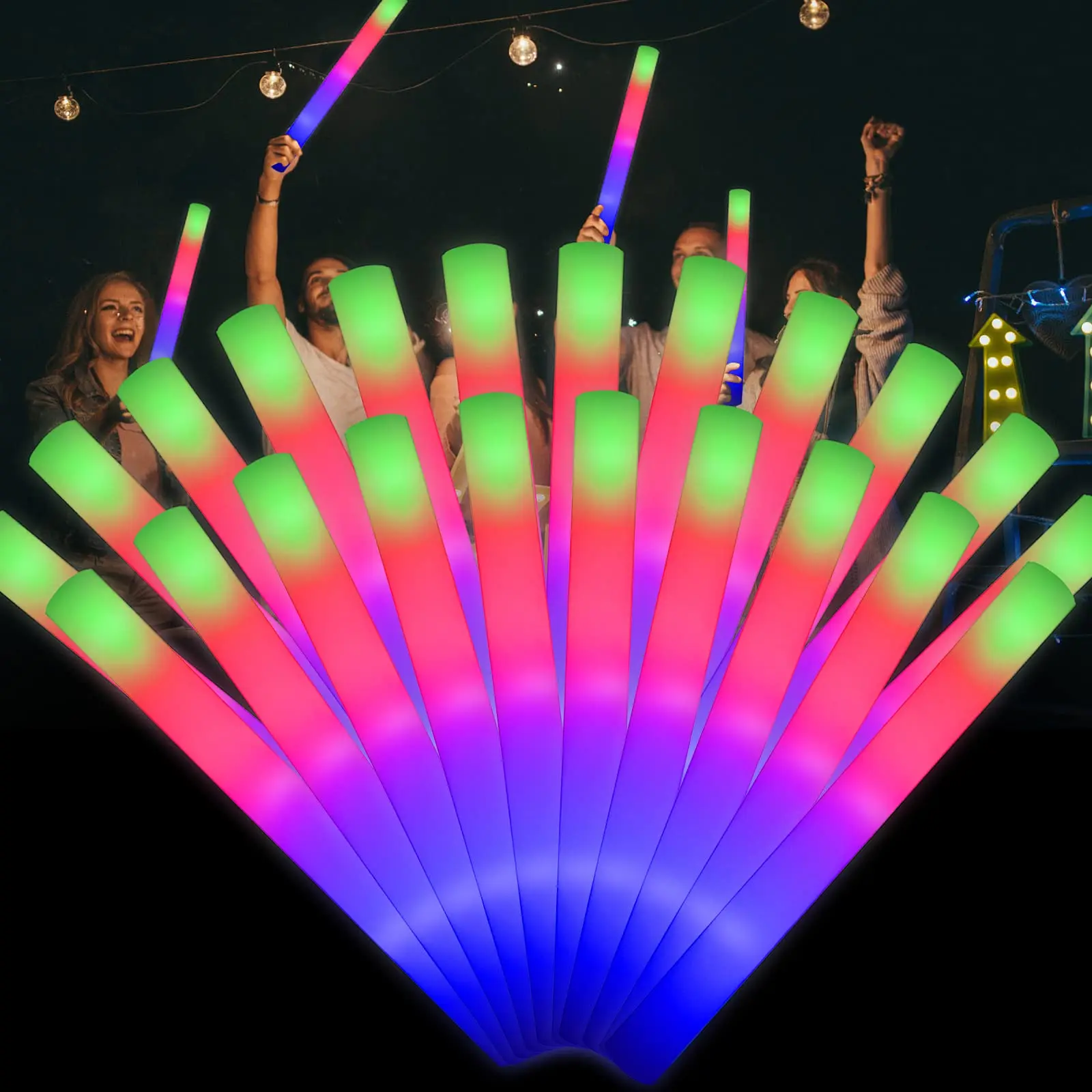 Colorful LED Support Luminous Wands New Custom Printed RGB Luminous Foam Stick Parties Weddings Concerts Bars Shows