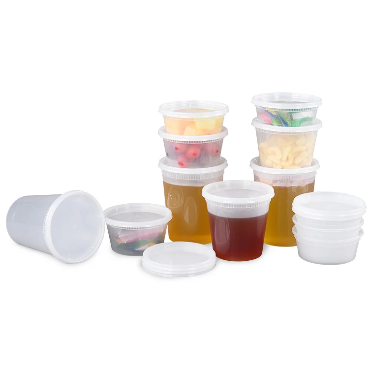 Food Storage Soup Container Transparent disposable take away meal prep tamper evident food containers pp sauce cup with Lock lid