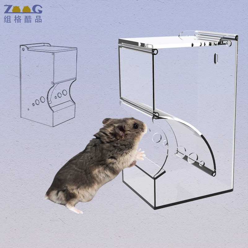 Wholesale Cheap Acrylic Clear Pet Hamster Feeder Bowl automatic  food feeder for Golden Bear hamster