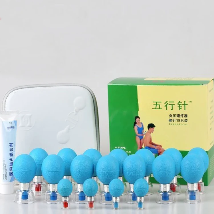 18 silver needles 	cupping set hijama vacuum Acupuncture cupping set for body Massage haci magnetic acupressure suction cup