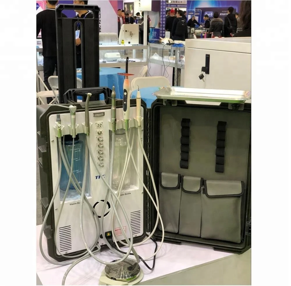 TPC Hot Sale Dental Equipment Portable Dental Unit with Air Compressor Curing Light