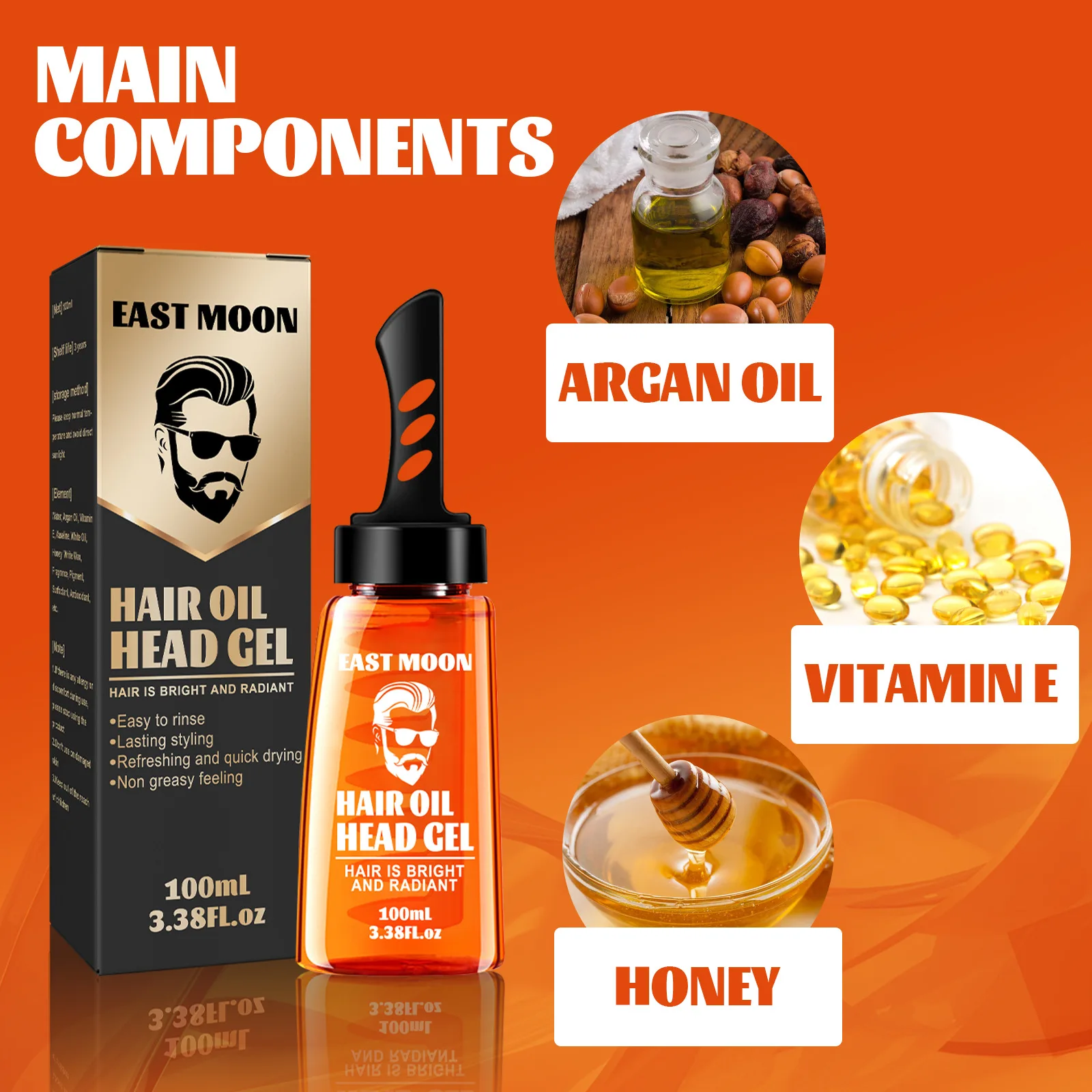 Men 24 H Finish Molding Hair Gel Wax With Comb Fashion Long-Lasting Hold Moisturizing Fashion Powerful Hair Oil Head Hair Wax