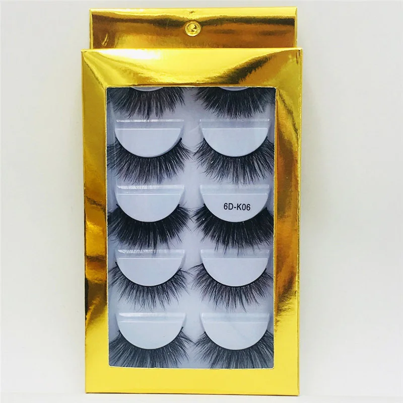 Wholesale Cheap Price Lashes 5 Pairs Synthetic Hair Premium Silk False Eyelash packaging box 5 pairs faux mink eyelashes