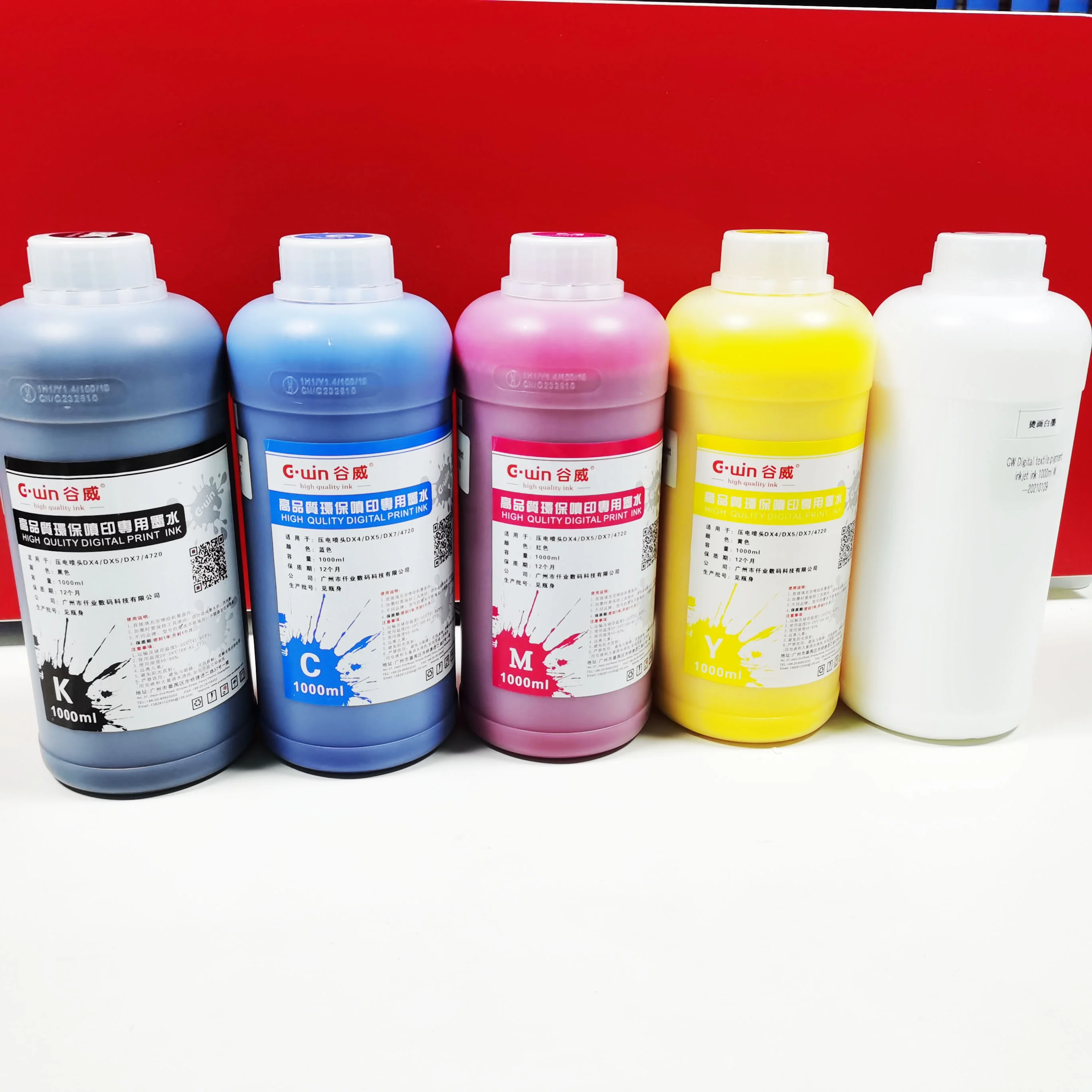 1000ml Bottle Pigment Ink CMYKW 5 colors color changing ink microblading pigment ink For e/pson inkjet printer