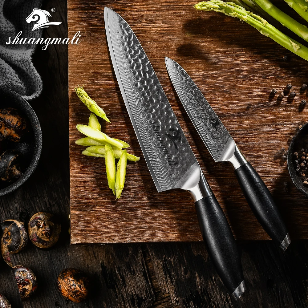 2 Pcs Professional 67 Layers Damascus Knife Set