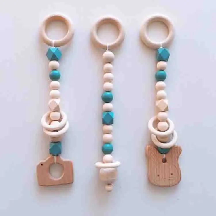 
Hot Selling Plain Portable Safety Material Home Crib Gym Activity Cute No Frame Wooden Baby Hanging Toys 