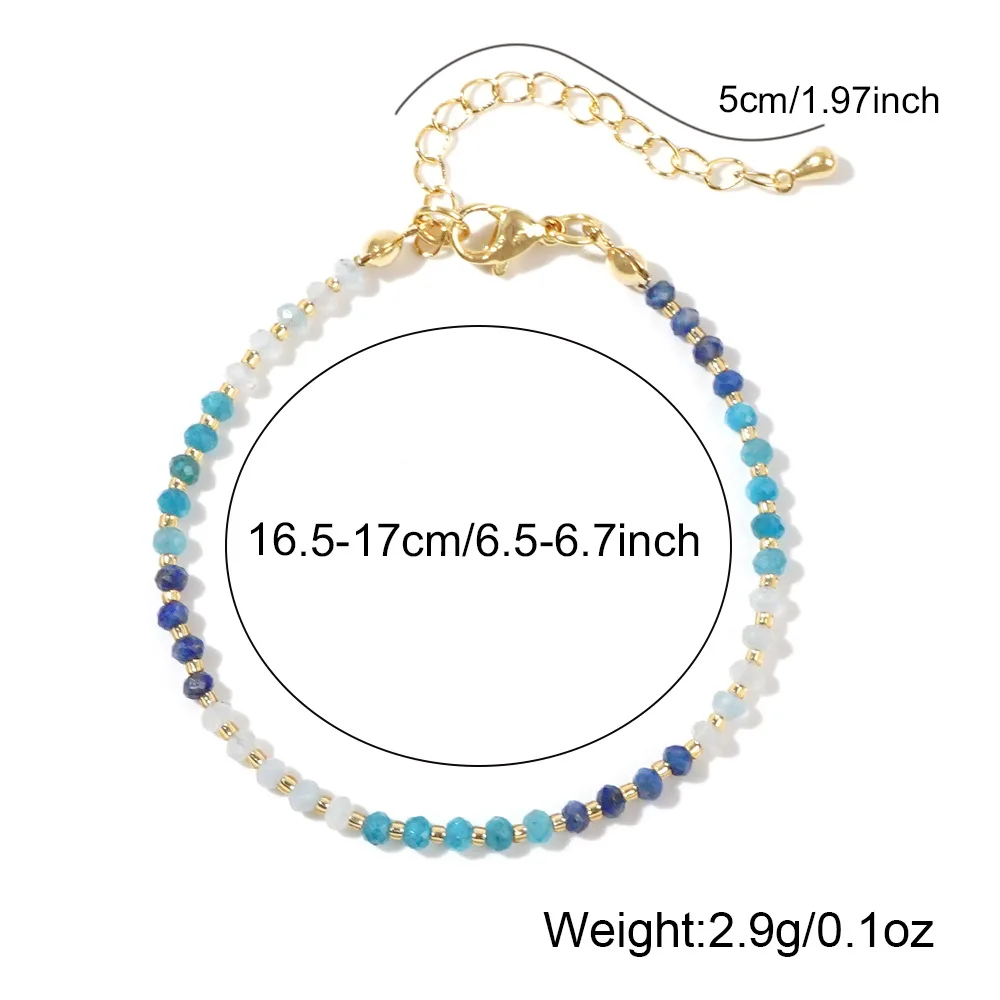 Go2boho Women Natural Stone Fashion Jewelry Blue Semi-Precious Stone String Glass Beaded Bracelets Boho New Gemstone Chains