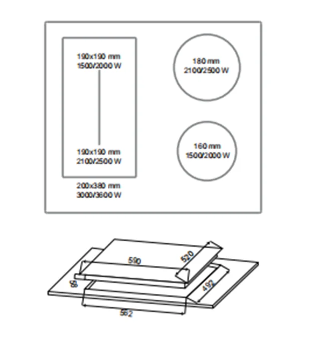 Kitchen Induction Cooker Drop-in with 4 Induction Heating Zones Digital Built-in Induction Cooktop 4 Burner