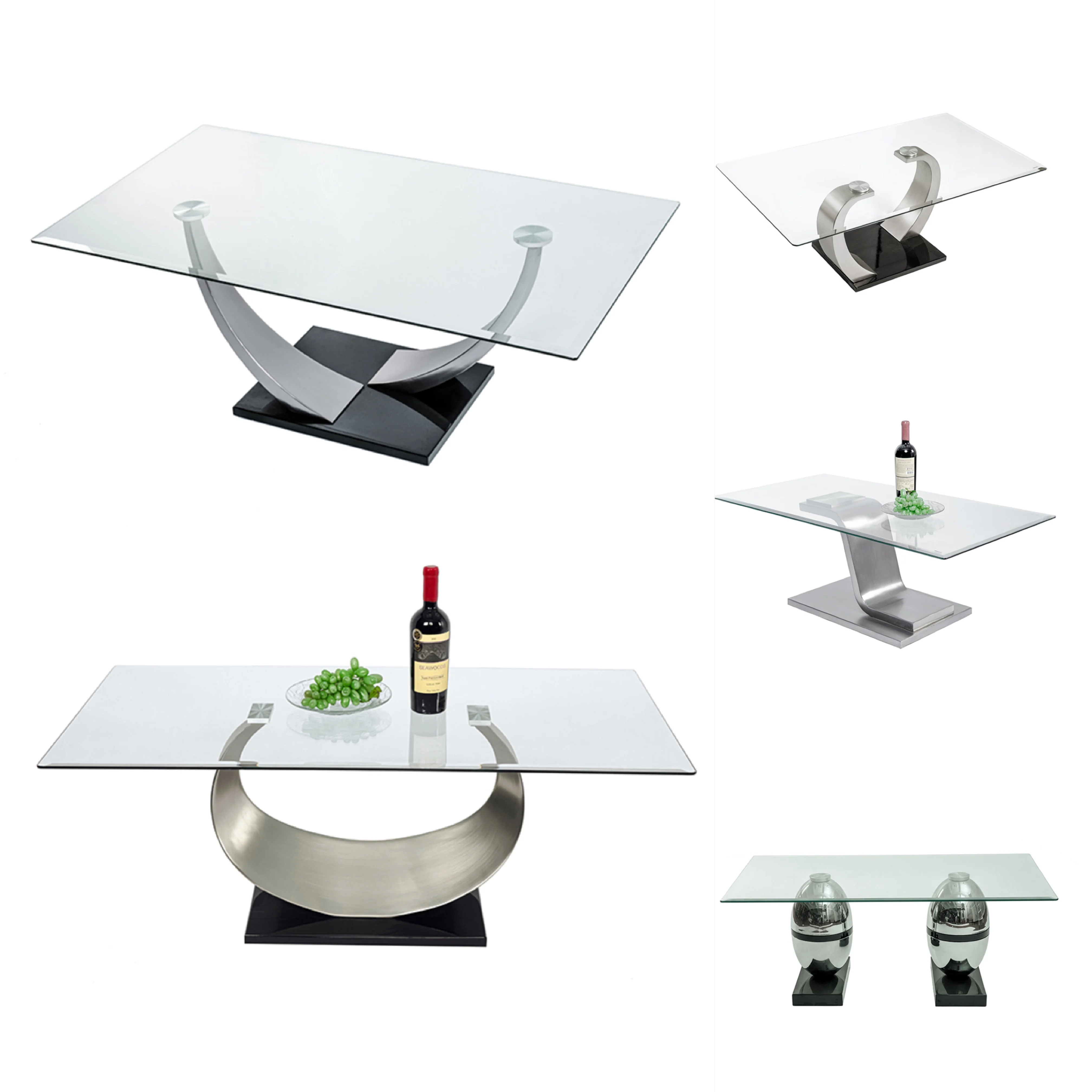 Nordic Metal Mirror Gold Round Luxury Modern Glass/Marble Coffee Tables