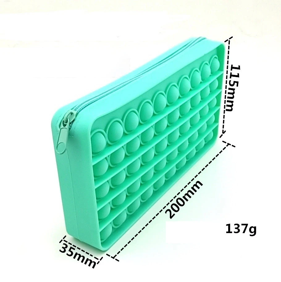 BDM024 Rainbow Push Bubble Pencil Storage Bag Pouch School Silicone Fidget Case Sensory