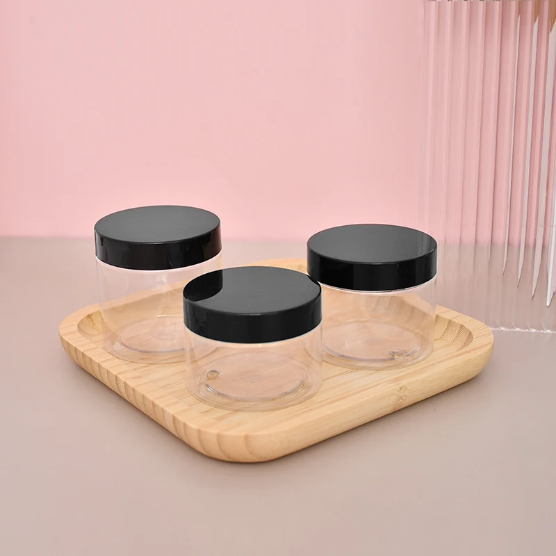 Cosmetic packaging clear plastic cokkie jars with screw top lids container for cream 30 50 100 120 250 300 ml