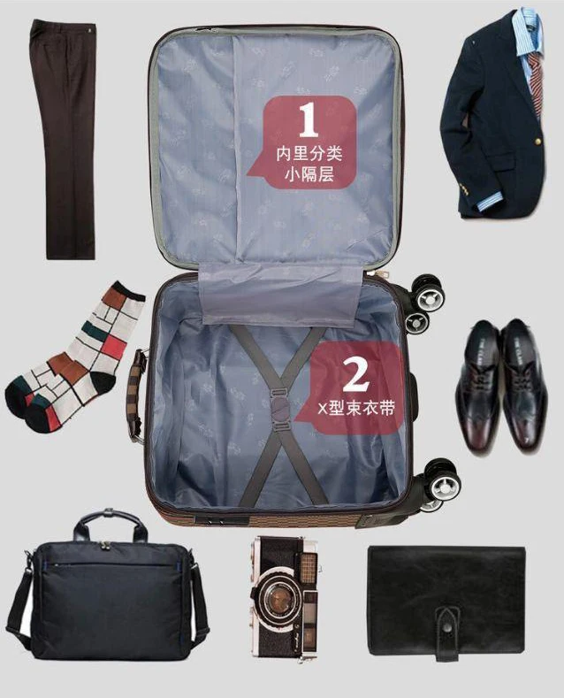 Carry-ons Wholesale Large Capacity Business Suitcase Set PU Leather Men Trolley Bag Luggage 4 Set Suitcases Luggage