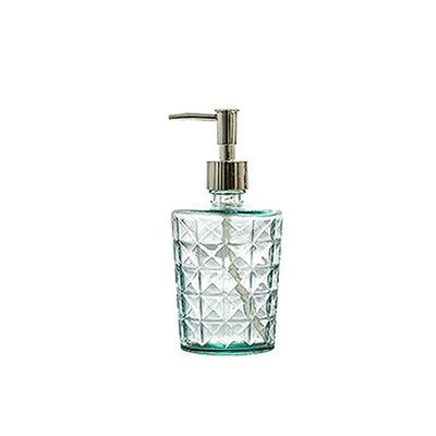 450ml glass blue hand sanitizer bottle with stainless steel pump dispenser for lotion