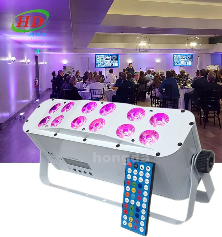 Беспроводной DMX 12 шт. 6in1 RGBWAUV сценическое осветительное оборудование Профессиональное