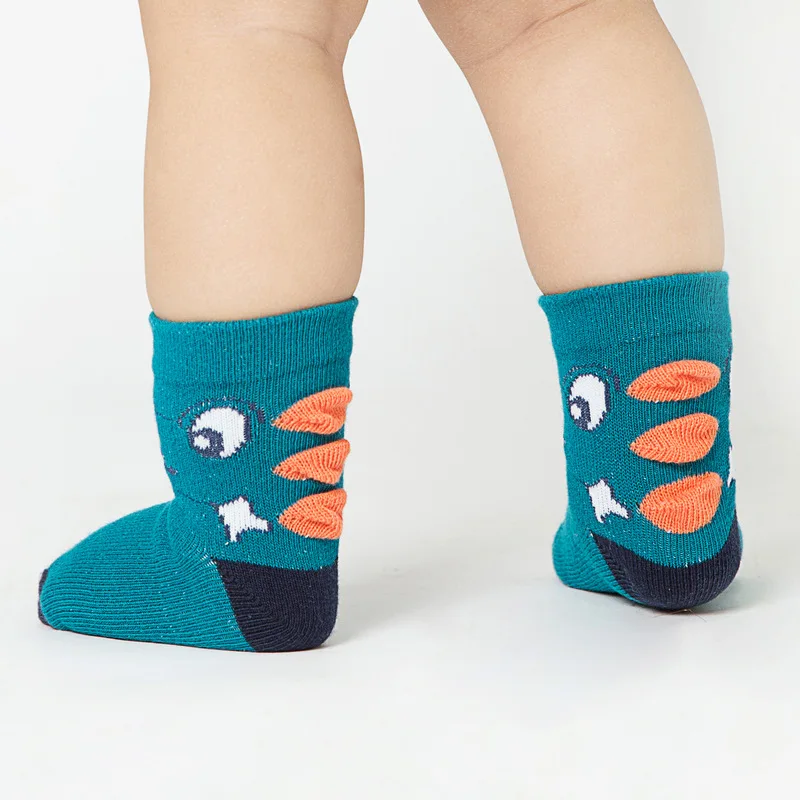 Wholesale Kid New Cartoon Dinosaurs Simple Colored Infant Crew Kids Floor Cotton Sport Winter Baby Tube Socks