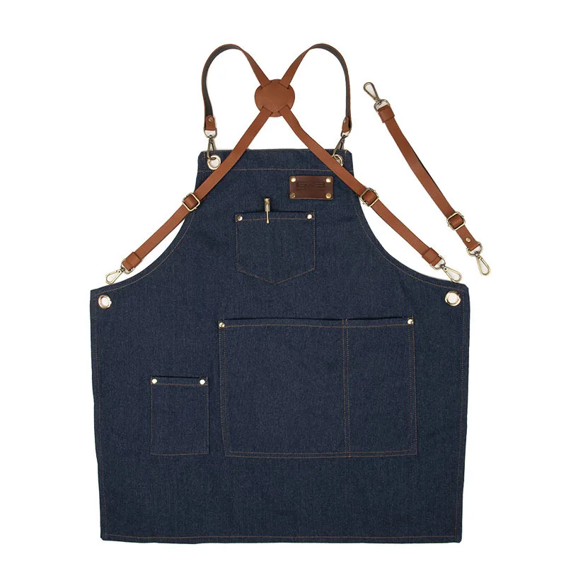 Baked Western Restaurant Apron Denim Cover Order Double Shoulder Strap Type Attendant Cover