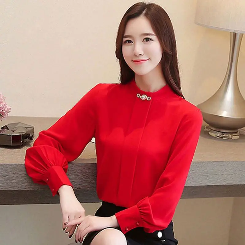 2021 Wholesale Popular Large Plus Size Women Chiffon Blouse High Quality Breathable Long Sleeve Office Formal Loose Blouse