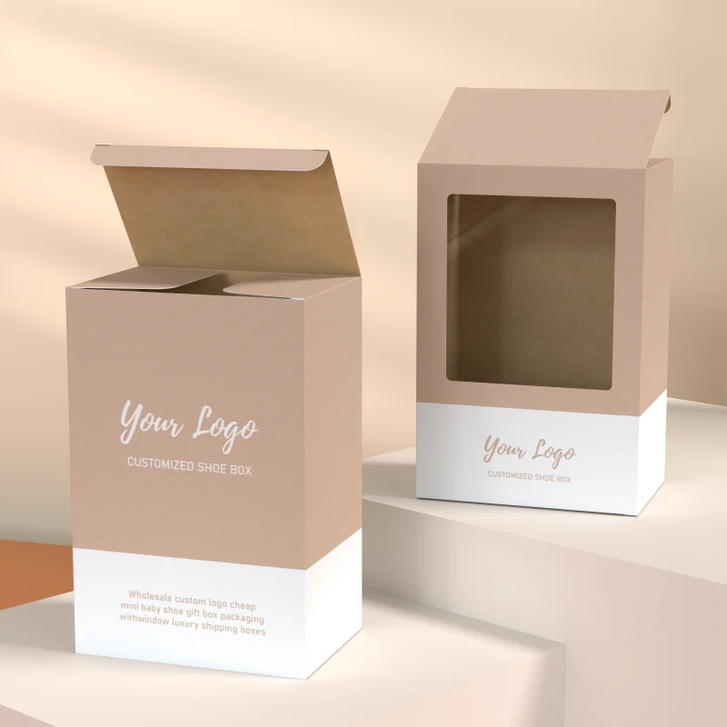Wholesale Custom Logo  Luxury Mini Baby Shoes Box Gift Pink Socks Packaging  Boxes With Window