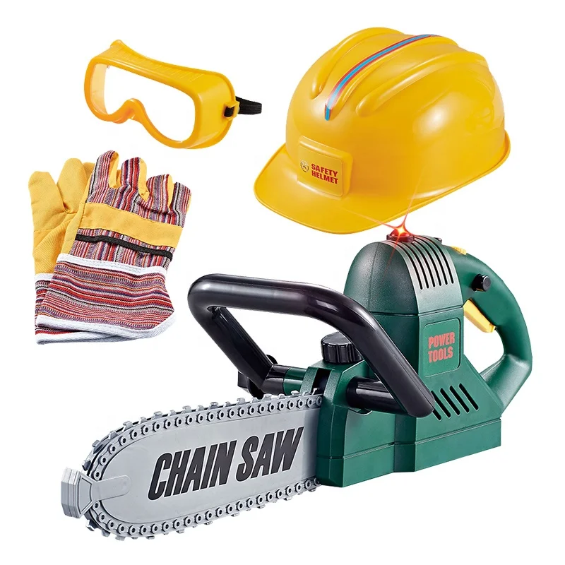 Electric Plastic Pretend Play Craftsman Toolbox Simulation Tool Set Chainsaw Toy for Kids