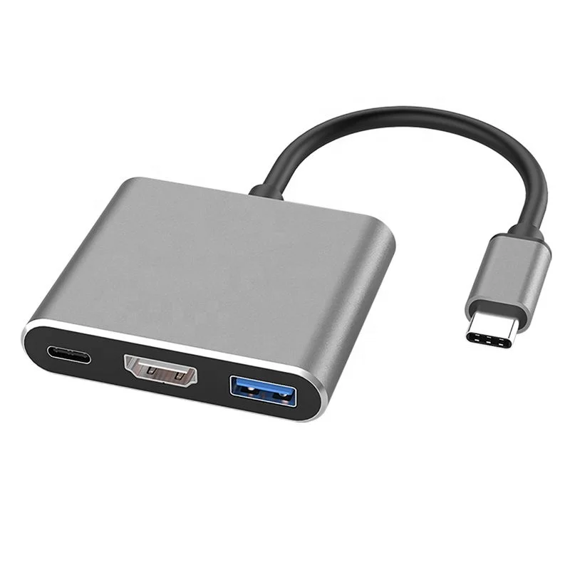 usb c hub oem 3 port 3 in 1 usb-c hub to Quick Charging Port USB 3.0 to 4K UHD Output