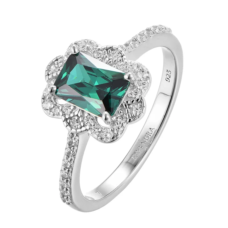 Fashion 925 Sterling Silver Jewelry emerald cut rings Ruby Ruby Engagement Rings for Women