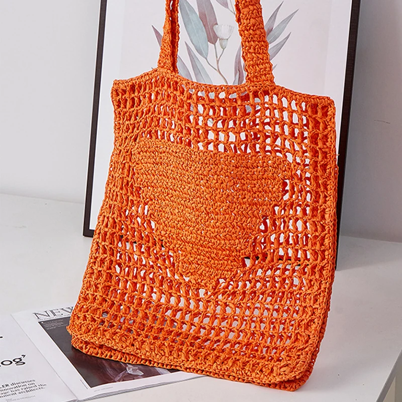 New Arrival Fresh Woven Handbags Creative Handmade Travel Girls Raffia Women Straw Bags Tote Summer Mesh Beach Bag