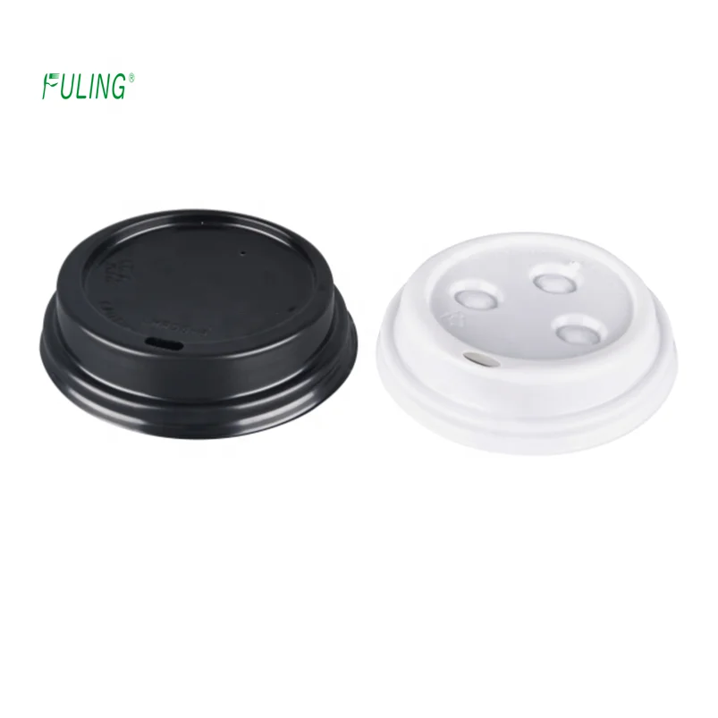 top quality white black  ps 80mm 90mm plastic flat dome sip lids for paper cup