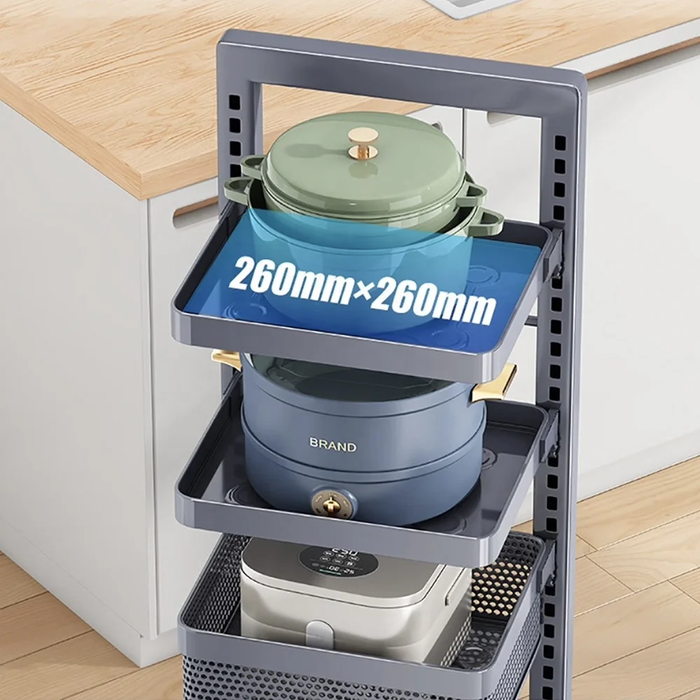 5 Tire Foldable Kitchen Storage Shelves for Microwave Metal Garage Shelving No Assembly Large Capacity Wire Shelving With Wheels