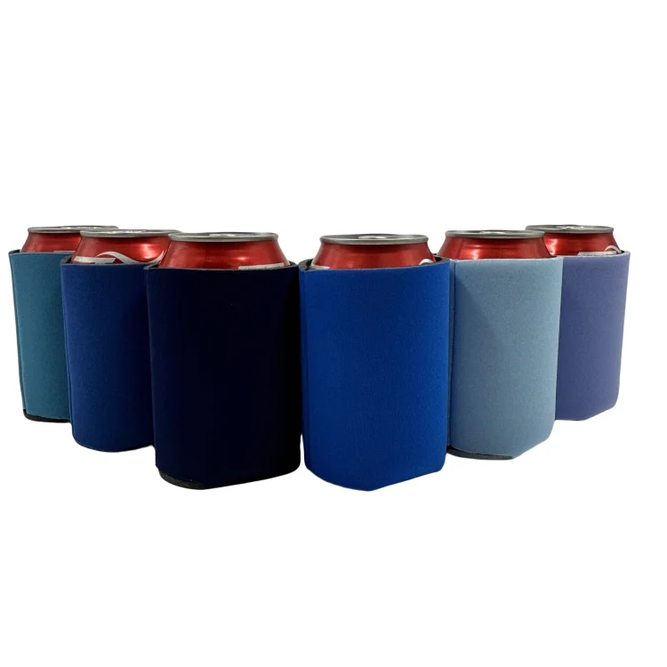OEM Can Cooler Sleeves Blank Poly Foam 12oz Can Coolers Collapsible DIY Customizable for Parties Weddings Bulk(Blue Color)