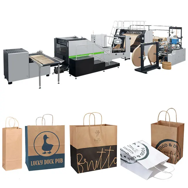 ROKIN BRAND full Automatic Multifunctional packaging twisted handle paper bag making machine for making carrier bags