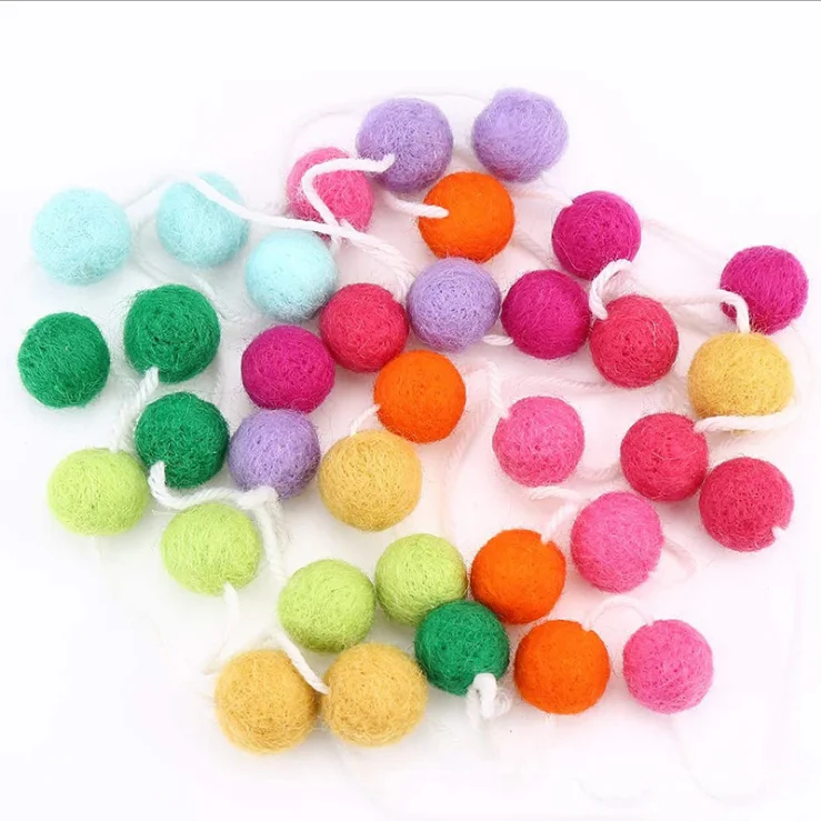 Colorful DIY Felted Pom Pom Garland Wool Balls Felt Balls