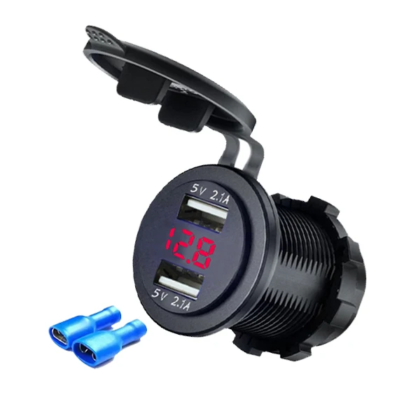 Highly Cost Effective 5V 2.1A Dual USB Charger Socket New Design Style Car 12V Charger Bus for Motorcycle & Boat Phone Charger