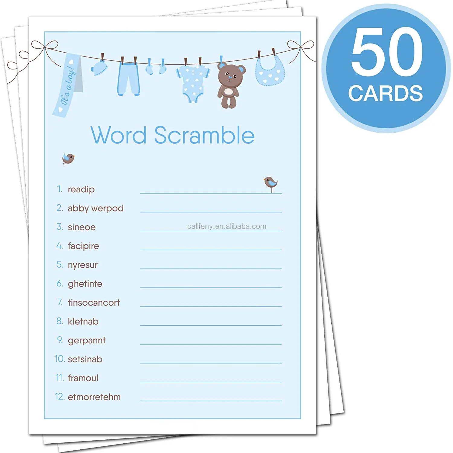 Детские праздничные украшения для мальчиков, игры для будущей матери для мальчиков, включая набор из 5 мероприятий, по 50 карт, 250 упаковок