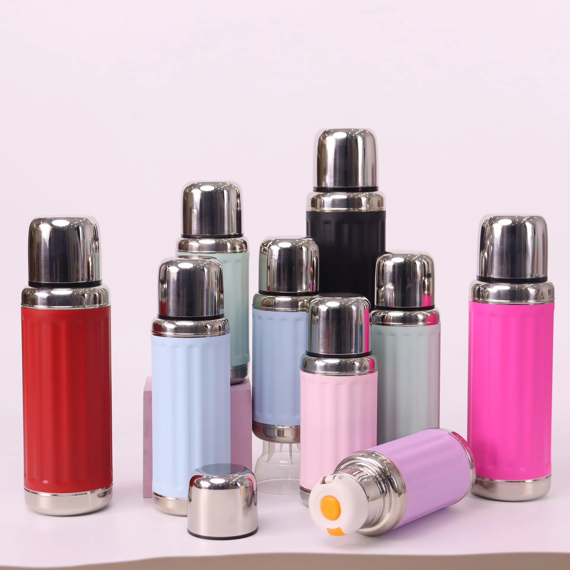 Hot Selling Stainless Steel Multi Capacity Simple Vacuum Cup Sports Water Bottle Press Tea Tumblers with Lids and