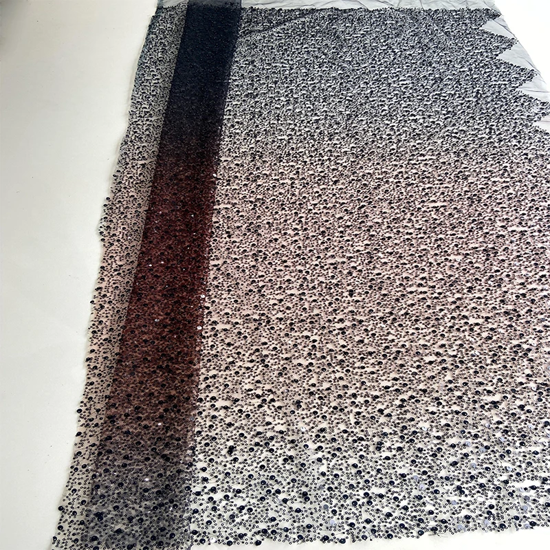 Factory Made 100% Polyester Fabric Multicolor Luxury Lace Net Mesh Fabric With Sequence