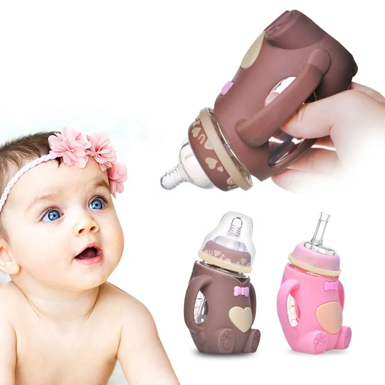 OEM/ODM 125/48MM 8 ounces 240ml Warmer Feeding Biberon de silicona Customized Color Hand-Held Anti-Scald Silicone Baby Bottle