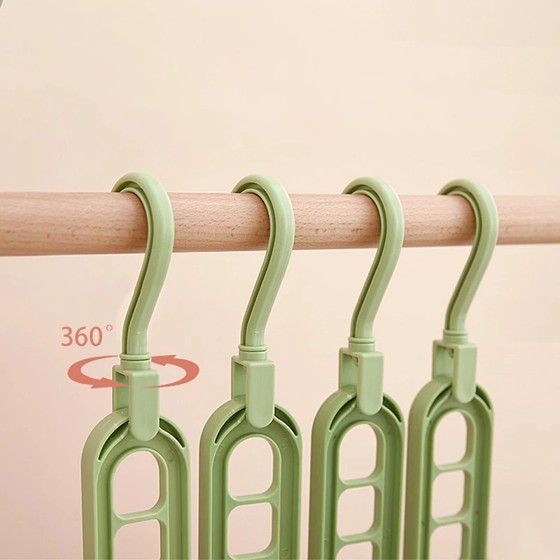 Colorful 9 Holes Multi-functional Plastic Magic Hanger Saving Space Master Household Rotating Wardrobe Storage Clothes Hangers