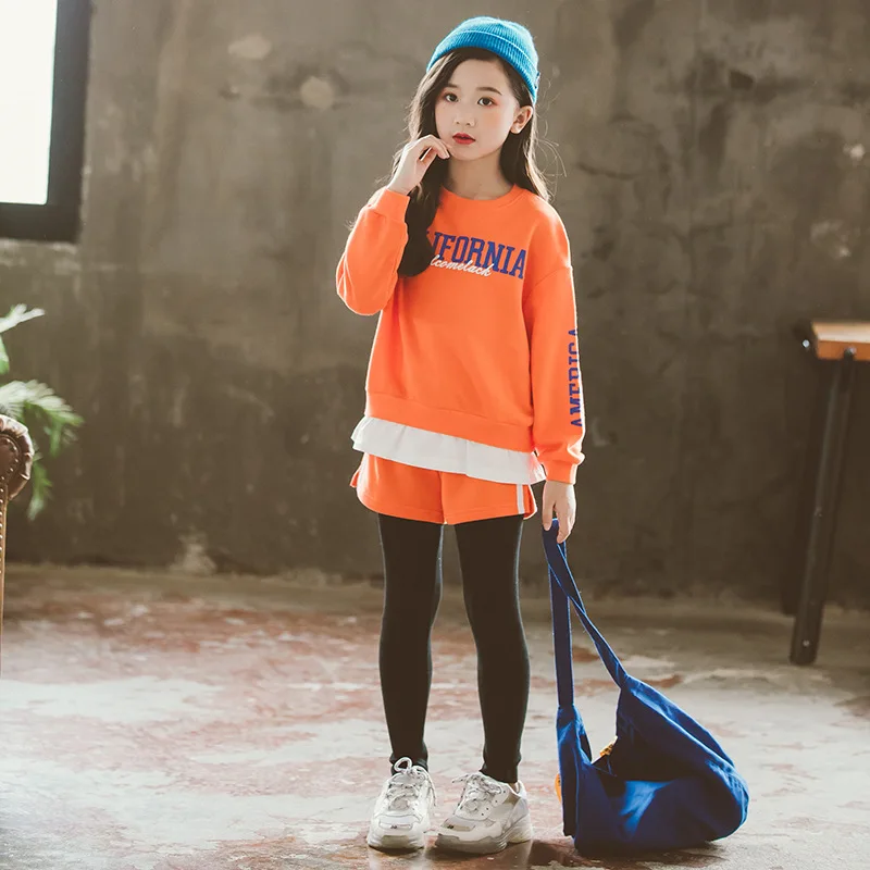 
2019 Autumn crew neck round collar sweatshirt oem girls sweatshirt children for sets 