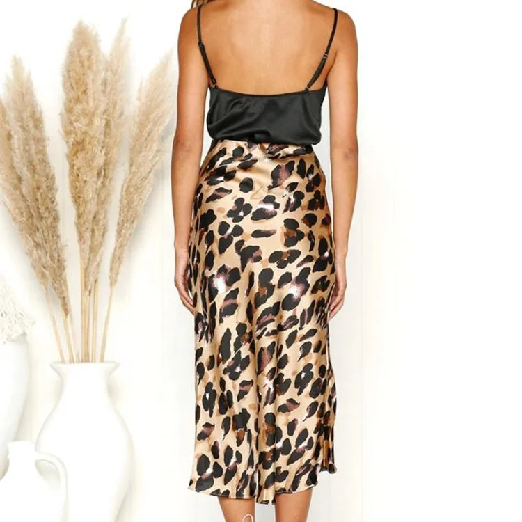 Custom Leopard Print Hip Midi Stretchy Elastic Waist Women Pencil Skirt