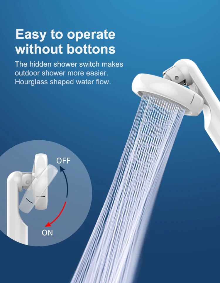 Outdoor Camping Shower 3.7V Rechargeable IPX8 Waterproof Pump Portable Shower with Light for Hiking Travel Bathing