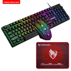 Gamer Glowing Game Keyboard Mouse Computer Mechanical Feel Backlight Gaming Keyboard Mouse Combo For Home Office