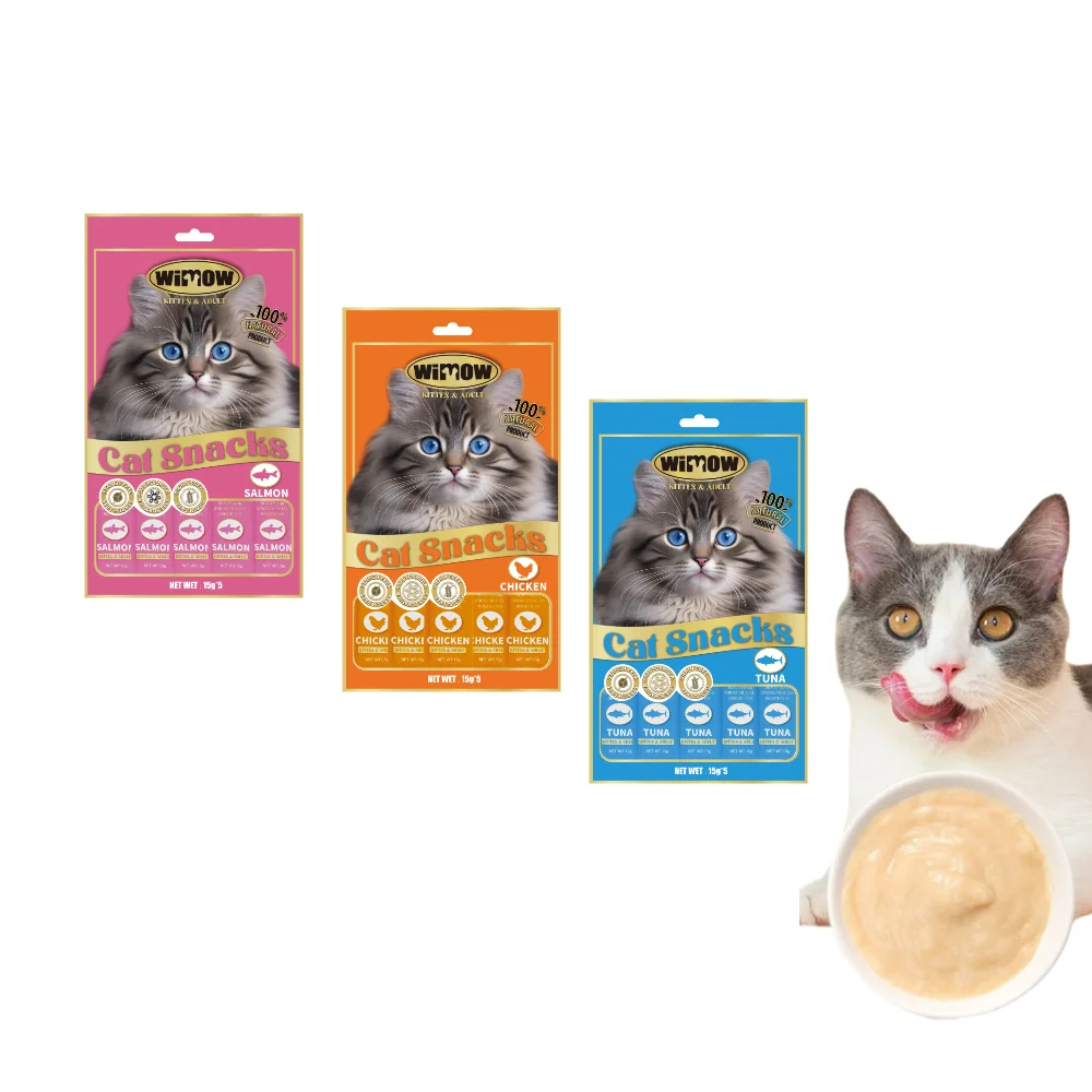 Factory cat snacks pet poached food ODM/OEM dog snacks Poached tuna and goat milk chicken breast Cat strip cat wet food