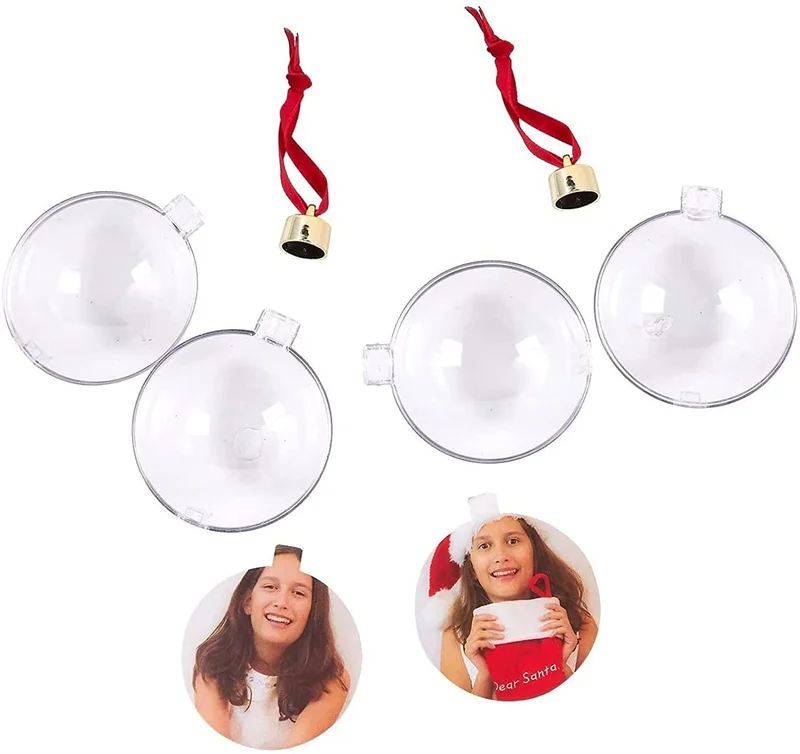 Wholesale Outdoor Christmas Tree Ornaments Personalized Transparent Plastic Hanging Ball With Names