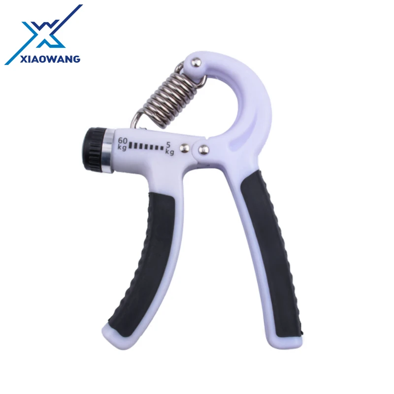 Support logo print gym fitness 5-60 kg adjustable alloy spring strength hand grip strengthener heavy duty anti slip
