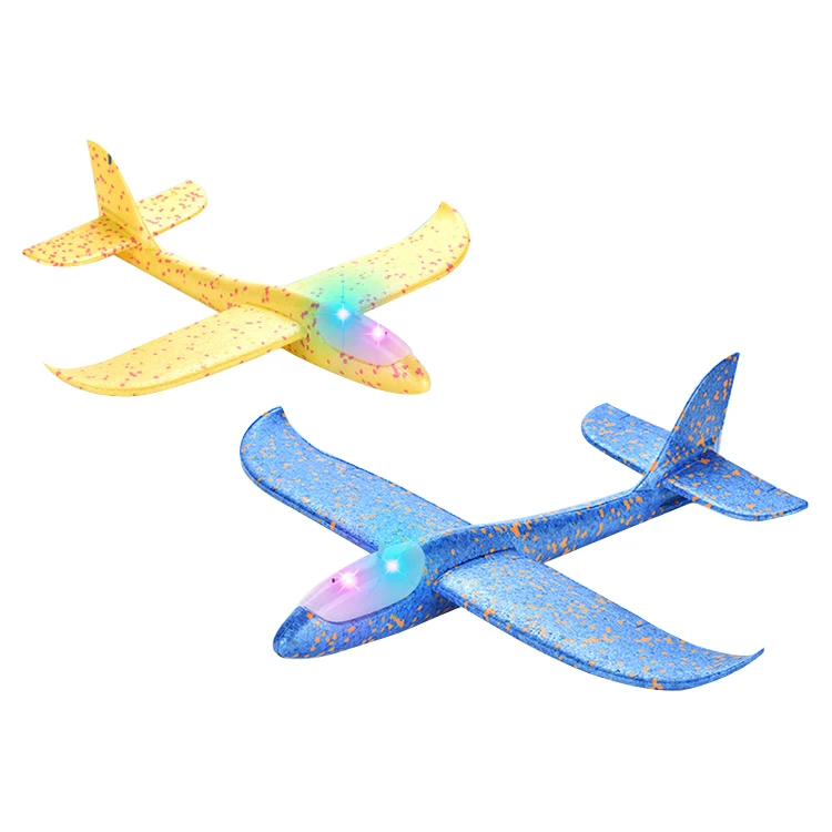 Outdoor Foam Glider Airplane Toys Kids Mini Hand Throwing Glider Plane Flying Sports Games Foam Airplane Toys With Led Light