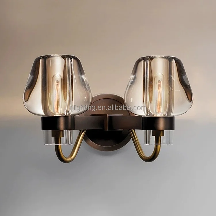 villa corridor light mirror bathroom lamp decorative lighting crystal shade brass wall lamps