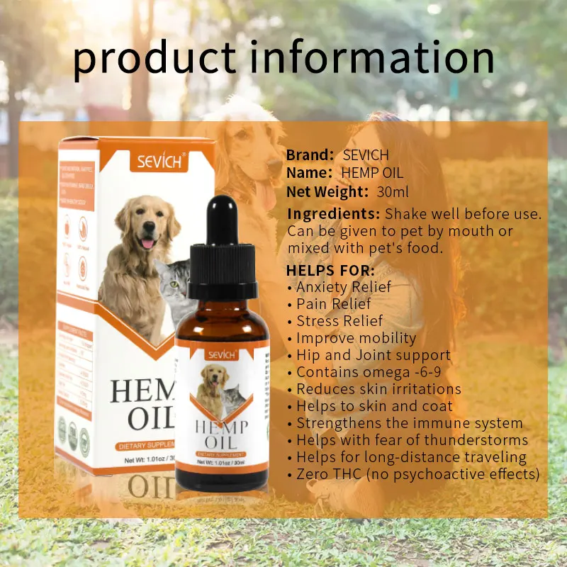 Factory Promotes Animal Hair Smoothing Oil Supply High Quality Hemp Oil For Pets Hemp Oil For Dogs And Cats Hair Care