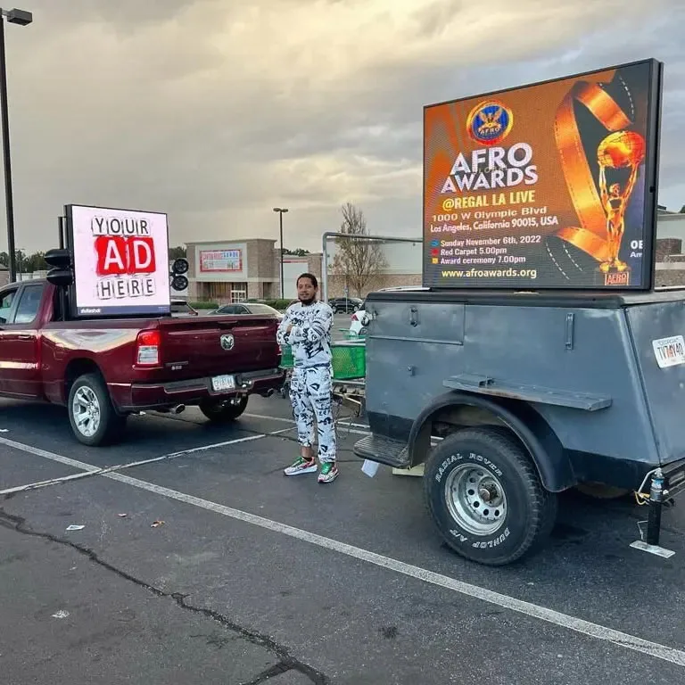 Mobile Pickup Truck Trailer Van Hitch AD P3.91 P4.81 Exterior Advertising Digital LED Board Screen Billboard Display Panel Sign