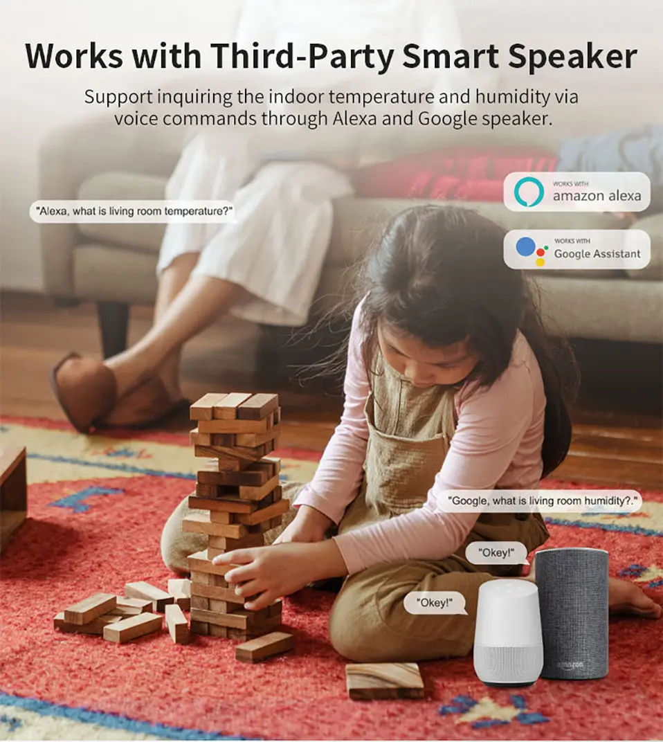 Tuya Smart Home WiFi APP Remote Monitor SmartLife Work With Alexa Google Assistant Humidity Sensor Temperature Sensor